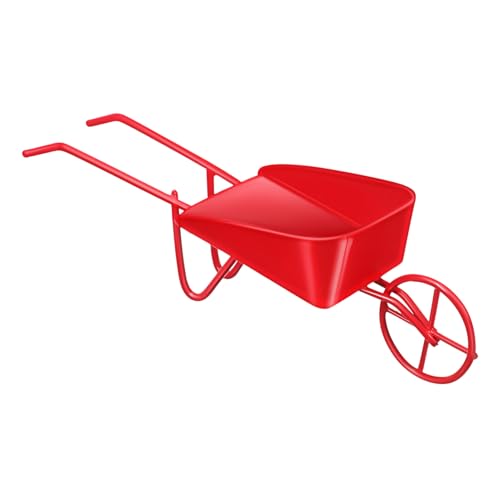 UKCOCO Puppenhauswagen klein Miniatur-Vintage-Schubkarren Spielzeugschubkarren Puppenhauszubehör Möbel Dolly Mini-Vintage-Schubkarren Puppenhausartikel Schmiedeeisen rot von UKCOCO