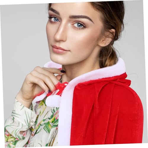 UKCOCO Santa Claus Umhang mit Kapuze Roter Weihnachtscape Weicher Lintstoff Festliches Kostüm für Weihnachtsfeiern und Partyauftritte Wärmendes Cape für Erwachsene von UKCOCO