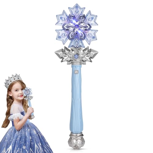 UKCOCO Schneeflockenstab Für Mädchen: Schneeflockenstab Mit Musikspray Leuchtendem Kostüm Cosplay-Zubehör Für Prinzessinnen-Cosplay-Geburtstagsparty von UKCOCO