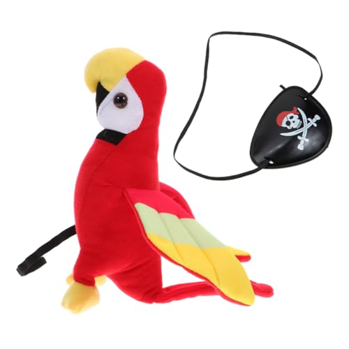 UKCOCO Schulter-Piratenpapagei-Augenklappen-Set: Halloween-Plüschpapagei Auf Der Schulter Piratenkostüm-Zubehör Für Halloween-Party Cosplay – Damen Herren Kinder Erwachsene von UKCOCO