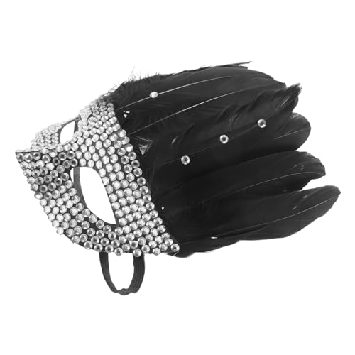 UKCOCO Venezianische Maske Damen mit Strass und Federn Dekorative Halbgesichtsmaske für Halloween Party Karneval und Kostüme Komfortabel und für Frauen von UKCOCO