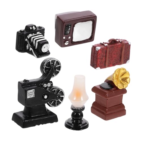 UKCOCO Vintage Puppenhaus Dekoration Teilig Miniatur Retro Kamera und Kerosinlampe Detailgetreues Mini Möbel Zubehör für Doll House Supply Realistische Mini Tv und Elektrogeräte von UKCOCO