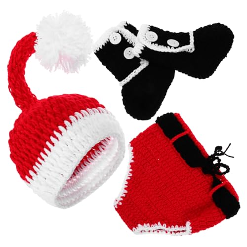 UKCOCO Weihnachtliches Neugeborenen Outfit Handgehäkelt Weiche Acrylfasern Fotografie Requisiten Unisex Mädchen Jungen Kuscheliges Fotoshooting Kostüm von UKCOCO
