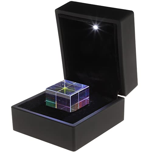 UKCOCO Würfel aus optischem Glas, Prisma mit Box, Maße 2,3 x 2,3 x 2,3 cm, für Lehrzwecke oder zur Dekoration von UKCOCO