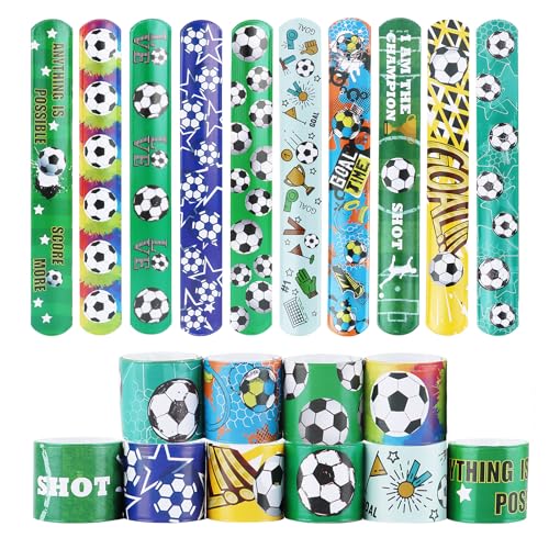 UKOFEW Schnapparmbänder für Kinder, Kindergeburtstag Gastgeschenke, Slap Armbänder Kleine Geschenke , Mitbringsel Kindergeburtstag (Fußball-20 Pezzi) von UKOFEW