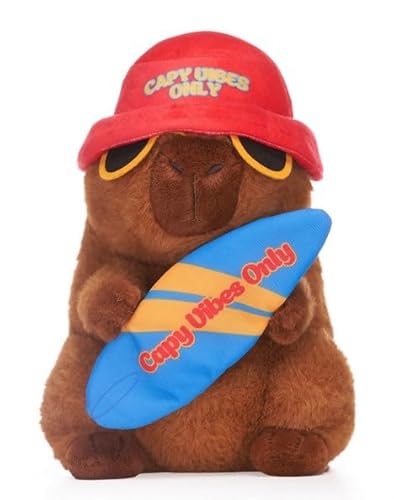 UKToyworld Capybara Plüsch-Surfbrett Vibes nur 20,3 cm Capybara Plüschtier von UKToyworld