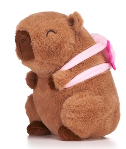 UKToyworld Capybara Plüsch mit Axolotl Rucksack 25,4 cm braun Capybara Stofftier von UKToyworld