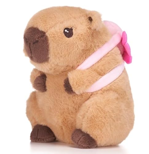 UKToyworld Cream Capybara Axolotl Plüsch, 25,4 cm, niedlicher Rucksack, Capybara, Stofftier von UKToyworld