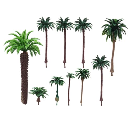 ULDIGI 10 Stück Teiliges Miniatur Kokospalmen aus Robustem Kunststoff Tropische Hawaii Deko für Modelleisenbahn Puppenhaus Micro Landschaft Bastelprojekte Kreative Gestaltung Vielseitige von ULDIGI