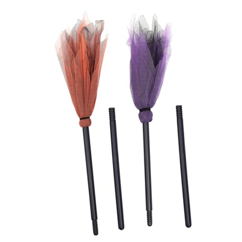 ULDIGI 2 Stück Halloween Hexenbesen Broom Dekoration Leicht Stabil Strapazierfähig für Party und Kostüm Zubehör in Zufälliger Farbe Zufällige Farbe von ULDIGI