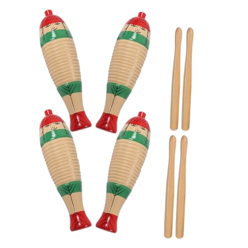 ULDIGI 4 Sätze Teiliges Holz Percussion Instrument Guiro Robust Langlebig für Drinnen Draußen Geburtstagsgeschenk Gehirnentwicklung von ULDIGI