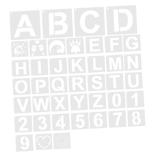 ULDIGI 42 Stück Teiliges DIY Malvorlagen mit Buchstaben und Zahlen Schablonen Wiederverwendbar für Wanddekoration Scrapbooking und Bastelprojekte Sichere Flexible Kunststoffvorlagen von ULDIGI