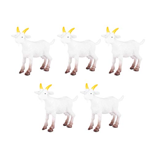 ULDIGI Love Sheep Decor Ziegenmodell 5 Stück Weiße PVC-simulations-ziegenfiguren Für Die Heimdekoration von ULDIGI