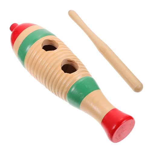 ULDIGI Holz Fischförmtes Guiro Musikinstrument mit Schlägel Pädagogisches Schlaginstrument für Frühe Musikbildung Fördert Hörfähigkeit und Kreativität im Kindergarten und Zuhause von ULDIGI