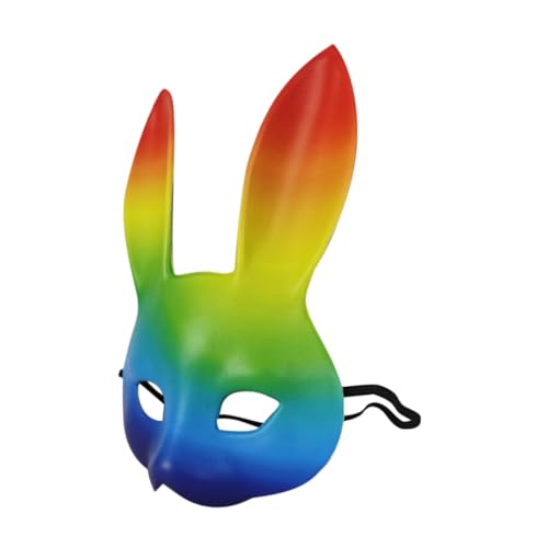 ULDIGI Regenbogen Bunny aus Pu- Halloween Kostümmaske Karneval Party Requisite Weiche Langlebige Hasenmaske für Frauen und Cosplay ULDIGI Regenbogen Bunny aus Pu- Halloween Kostümmaske Karneval Party Requisite Weiche Langlebige Hasenmaske für Frauen und Cosplay von ULDIGI
