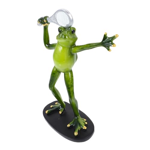 ULDIGI Resin Frosch Skulptur Tennis Garten Deko Figur mit Detailreicher Verarbeitung für Innen Außen Farbenfrohe Tischdeko und Gartenschmuck von ULDIGI