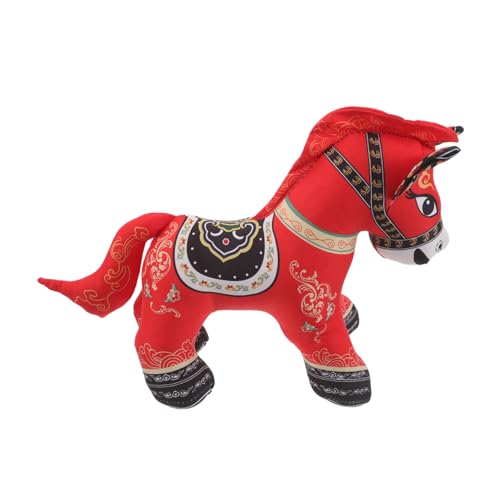 ULDIGI Tierkreis Pferdekissen Stoffpuppe Pferd Stofftier Chinesisches Tierkreis Pferdemaskottchen Neujahrs Pferdepuppe Plüschpferd Ornament Stofftier Pferd Roter von ULDIGI