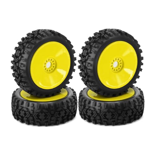 4 Stück 1/8 4WD Nitro Off-Road Buggy RC Auto Ersatzrad Gummirad (Gelb) von ULIIK