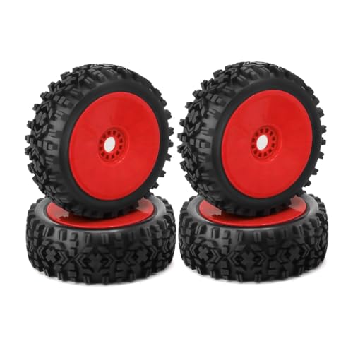 4 Stück 1/8 4WD Nitro Off-Road Buggy RC Auto Ersatzrad Gummirad (rot) von ULIIK