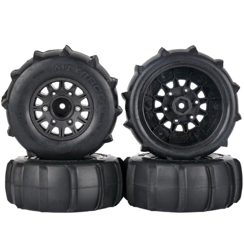 4 Stück 116x48mm Sand Wüste Reifen Gummiräder RC-Ersatzteile für 1/10 Kurzfeld-LKW Offroad RC Auto (Schwarz) von ULIIK