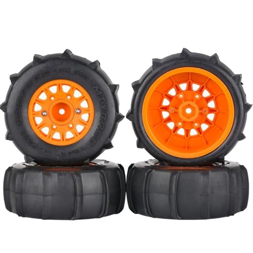 4 Stück 116x48mm Sandwüste Reifen Gummiräder RC-Ersatzteile für 1/10 Kurzfeld-LKW Geländewagen (Orange) von ULIIK