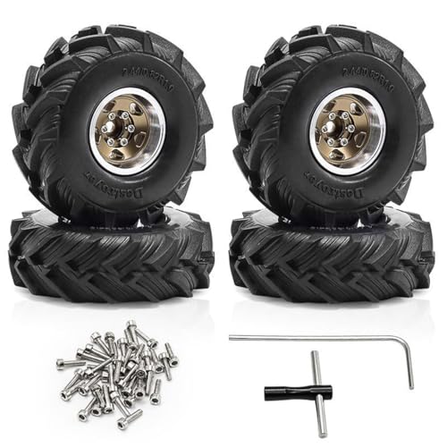 4 Stück 2,5 cm Aluminium-Legierung Felge Reifen Rad RC Ersatzteile für 1/18 TRAXXAS TRX4M FMS SCX24 Crawler RC Kletterauto (braun) von ULIIK