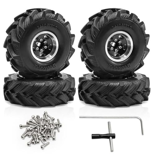 4 Stück 2,5 cm Aluminium-Legierung Felge Reifen Rad RC Ersatzteile für 1/18 TRAXXAS TRX4M FMS SCX24 Crawler RC Kletterauto (schwarz) von ULIIK