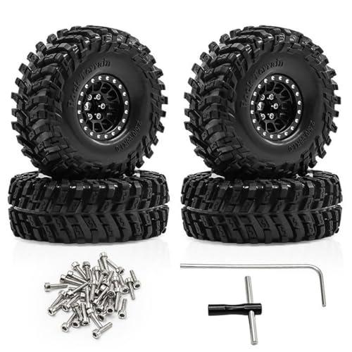 4 Stück 2,5 cm Aluminium-Legierung Felge Reifen Rad RC Ersatzteile für 1/18 TRX4M FMS SCX24 Crawler RC Kletterauto (schwarz) von ULIIK
