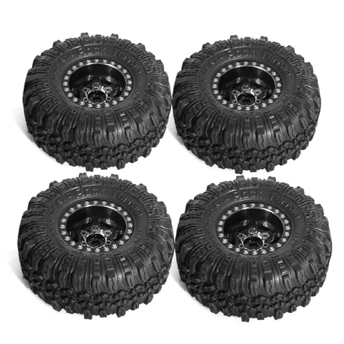 4 Stück 2,5 cm Aluminium-Radnaben-Reifen, 57 x 25 mm, RC verbesserte Teile für 1/18 1/24 TRX4M SCX24 Crawler RC Kletterauto (schwarz) von ULIIK