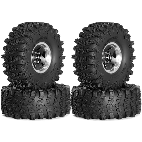 4 Stück 4,8 cm Aluminium-Legierung Radnabe Crawler Reifen Rad 118 x 45 mm RC Ersatzteile für 1/10 SCX10 SCX10III YK4017 Cralwer RC Car (schwarz) von ULIIK