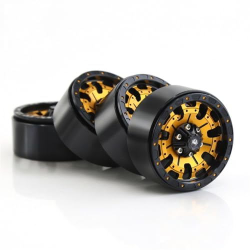 4 Stück 4,8 cm CNC-Aluminium-Legierung Felge 56 x 26 mm RC Upgrade Teile für 1/10 SCX10III TRX4 90046 90047 D90 D110 RC 4WD Crawler RC Car (Golden) von ULIIK