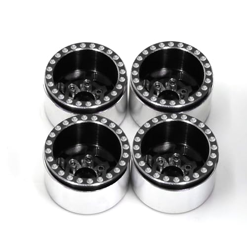 4 Stück Aluminium-Legierung 2,5 cm Radnabe Reifen Felge 28 x 18 mm RC verbesserte Teile für 1/18 1/24 TRX4M SCX24 Crawler RC Kletterauto (schwarz) von ULIIK