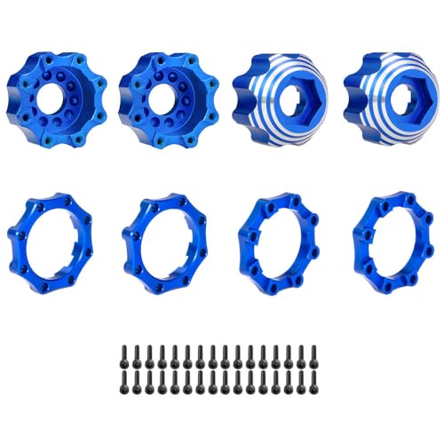 4 Stück Aluminiumlegierung RC Auto Hex Wheel Adapter RC Upgrade Teile für PL Proline 3,8 Zoll 8 x 32 auf 17 mm Radnabe (Blau A) von ULIIK