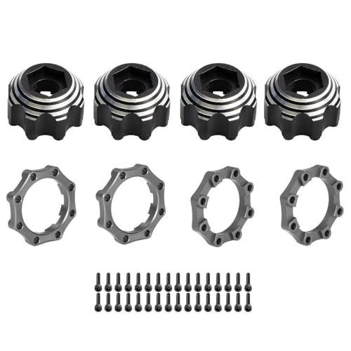 4 Stück Aluminiumlegierung RC Auto Hex Wheel Adapter RC Upgrade Teile für PL Proline 3,8 Zoll 8 x 32 auf 17 mm Radnabe (Schwarz-Titanium A) von ULIIK