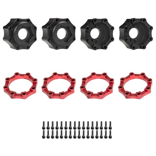 4 Stück Aluminiumlegierung RC Auto Sechskant Radadapter RC Upgrade Teile für PL Proline 9,5 cm 8 x 32 auf 17 mm Radnabe (Schwarz-Rot B) von ULIIK
