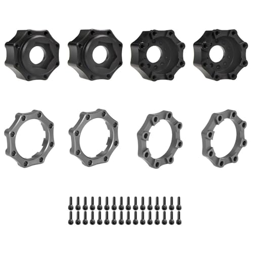 4 Stück Aluminiumlegierung RC Auto Sechskant Radadapter RC Upgrade Teile für PL Proline 9,5 cm 8 x 32 auf 17 mm Radnabe (Schwarz-Titanium B) von ULIIK