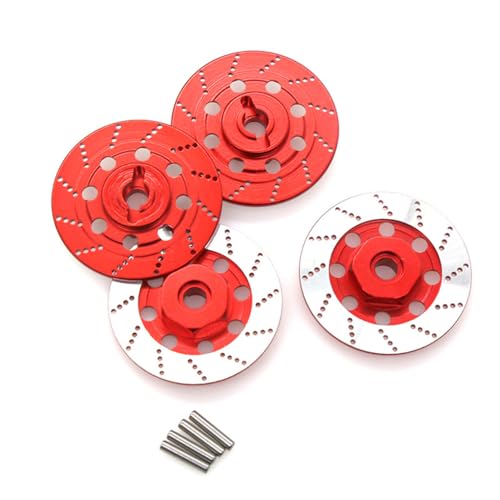 4 Stück simulierte Aluminiumlegierung, 12 mm Sechskant-Bremsscheiben, RC Verbesserte Teile für 1/10 Tamiya Sakura D4 Drift Racing RC Car (rot) von ULIIK