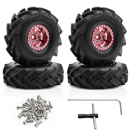 4 x 2,5 cm Aluminium-Felgen-RC-Ersatzteile für 1/18 TRAXXAS TRX4M FMS SCX24 Crawler RC Car (rot) von ULIIK
