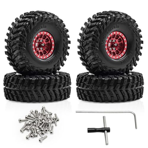 4 x 2,5 cm Aluminium-Felgen-RC-Ersatzteile für 1/18 TRX4M FMS SCX24 Crawler RC Kletterauto (rot) von ULIIK