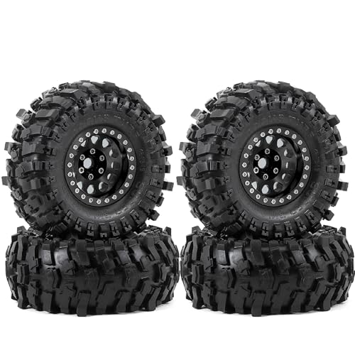 4 x 4,8 cm Aluminium-Felgenfelge, 118 x 45 mm, Sechskant-Nabe, 12 mm, RC-Ersatzteile für 1/10 D90 SCX10 TRX4 RGT Yikong Crawler RC Car (schwarz) von ULIIK