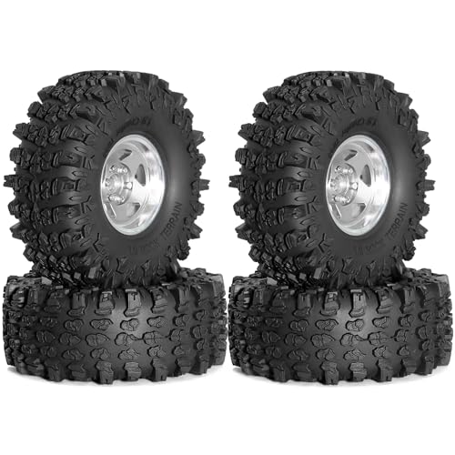 4 x 4,8 cm Aluminium-Legierung, Radnabe, Crawler-Reifen, 118 x 45 mm, RC-Ersatzteile für 1/10 SCX10 SCX10III YK4017 Cralwer RC Car (Silber) von ULIIK