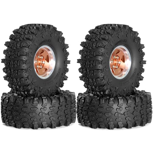 4 x 4,8 cm Aluminium-Legierung, Radnabe, Crawler-Reifen, 118 x 45 mm, RC-Ersatzteile für 1/10 SCX10 SCX10III YK4017 Cralwer RC Car (braun) von ULIIK