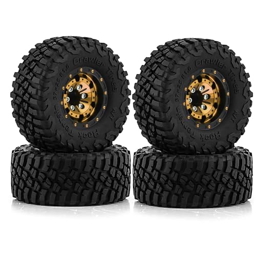 4 x Aluminium-Felgennaben-Reifen, 57 x 25 mm, RC-Ersatzteile für TRAXXAS 1/18 TRX4M Axial 1/24 SCX24 FCX24 Crawler RC Car (Golden) von ULIIK