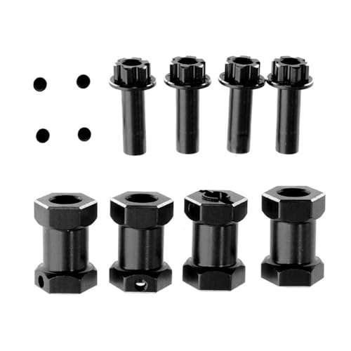 4 x Aluminium-Legierungs-Rad-Sechskant-Adapter, versetzt, 20 mm für 12 mm Nabe, RC, verbesserte Teile für 1/10 Crawler RC Auto (schwarz) von ULIIK