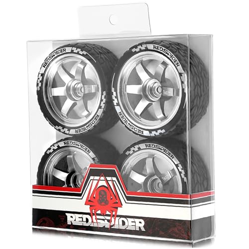 4 x Aluminium-Legierungsfelgen, 65 x 26 mm, Sechskant-Nabe, 12 mm, RC-Ersatzteile für Tamiya XV02 TT01 HSP 94123 FW06 1/10 Drift Racing RC Auto (Silber) von ULIIK