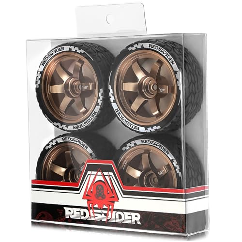4 x Aluminium-Legierungsfelgen, 65 x 26 mm, Sechskant-Nabe, 12 mm, RC-Ersatzteile für Tamiya XV02 TT01 HSP 94123 FW06 1/10 Drift Racing RC Auto (braun) von ULIIK