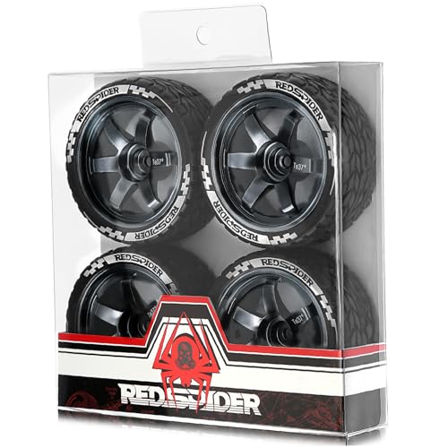 4 x Aluminium-Legierungsfelgen, 65 x 26 mm, Sechskant-Nabe, 12 mm, RC-Ersatzteile für Tamiya XV02 TT01 HSP 94123 FW06 1/10 Drift Racing RC Auto (schwarz) von ULIIK