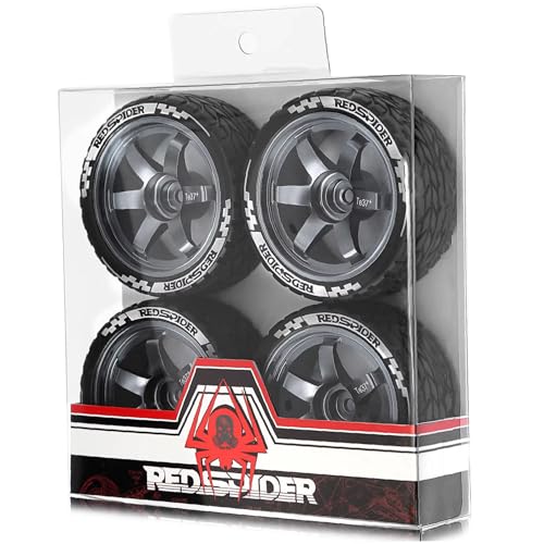 4 x Aluminium-Legierungsfelgen, 65 x 26 mm, Sechskant-Nabe, 12 mm, RC-Ersatzteile für Tamiya XV02 TT01 HSP 94123 FW06 1/10 Drift Racing RC Car (Titan) von ULIIK