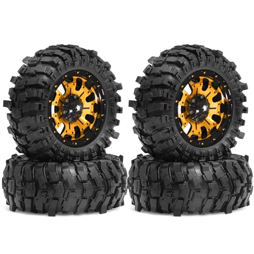 4 x Aluminium-Legierungsfelgen, 88 x 36 mm, Sechskant-Nabe, 12 mm, RC-Ersatzteile für 1/12 Crawler RC Auto (gelb) von ULIIK