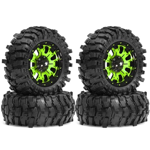 4 x Aluminium-Legierungsfelgen, 88 x 36 mm, Sechskant-Nabe, 12 mm, RC-Ersatzteile für 1/12 Crawler RC Auto (grün) von ULIIK